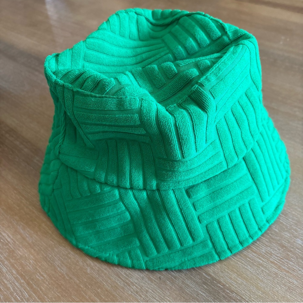 Spring Green Textured Terry Cloth Bucket Hat